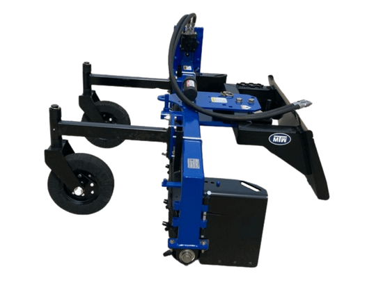 It is a heavy-duty attachment that can be mounted to the three-point hitch of a tractor.